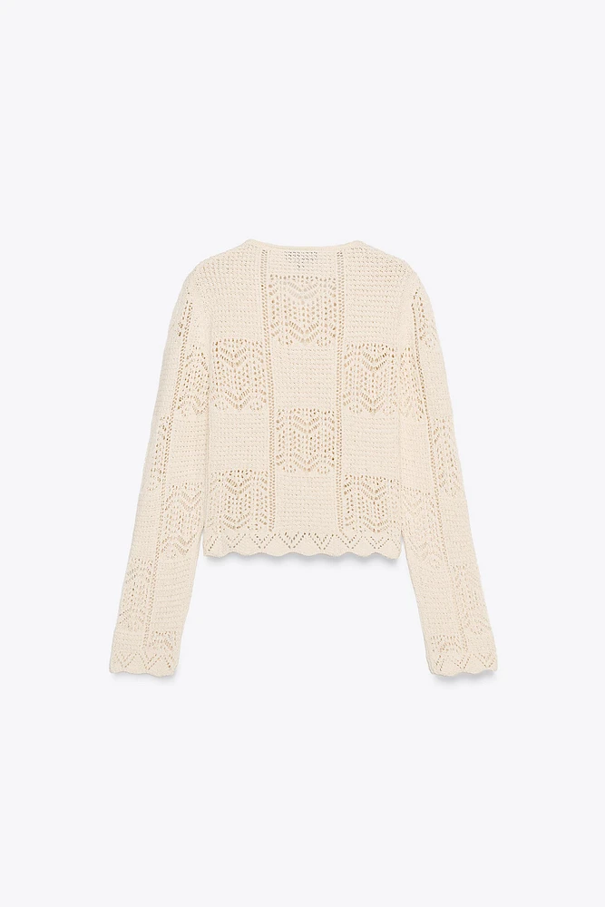 POINTELLE KNIT CARDIGAN
