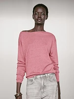 100% linen boat neck sweater
