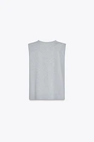 WASHED EFFECT T-SHIRT WITH SHOULDER PADS