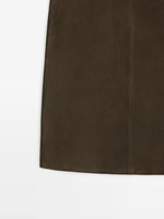 Suede leather mid-length skirt
