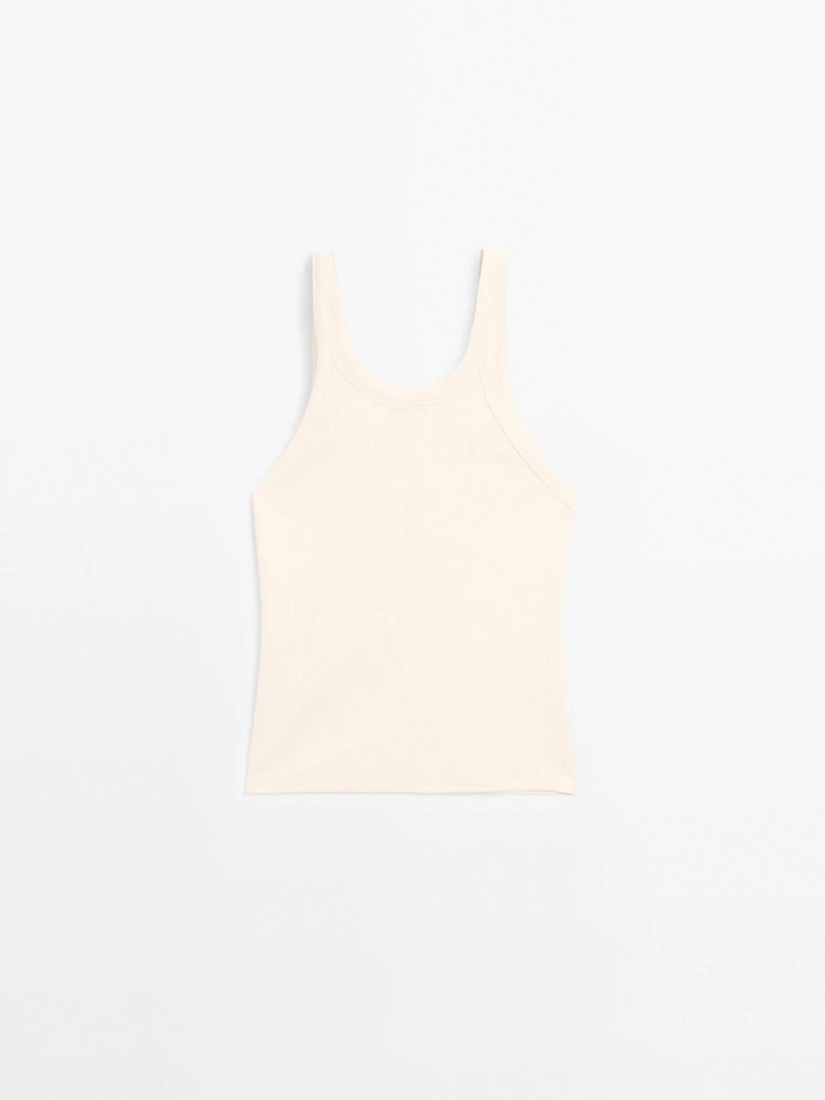 Cotton blend round neck top