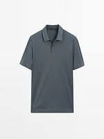 Slim fit cotton blend polo shirt
