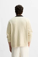 CONTRAST COLLAR CARDIGAN