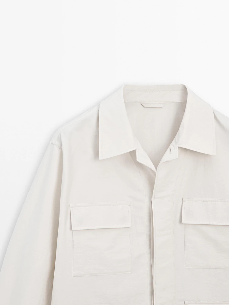 Cotton blend jacket with pockets