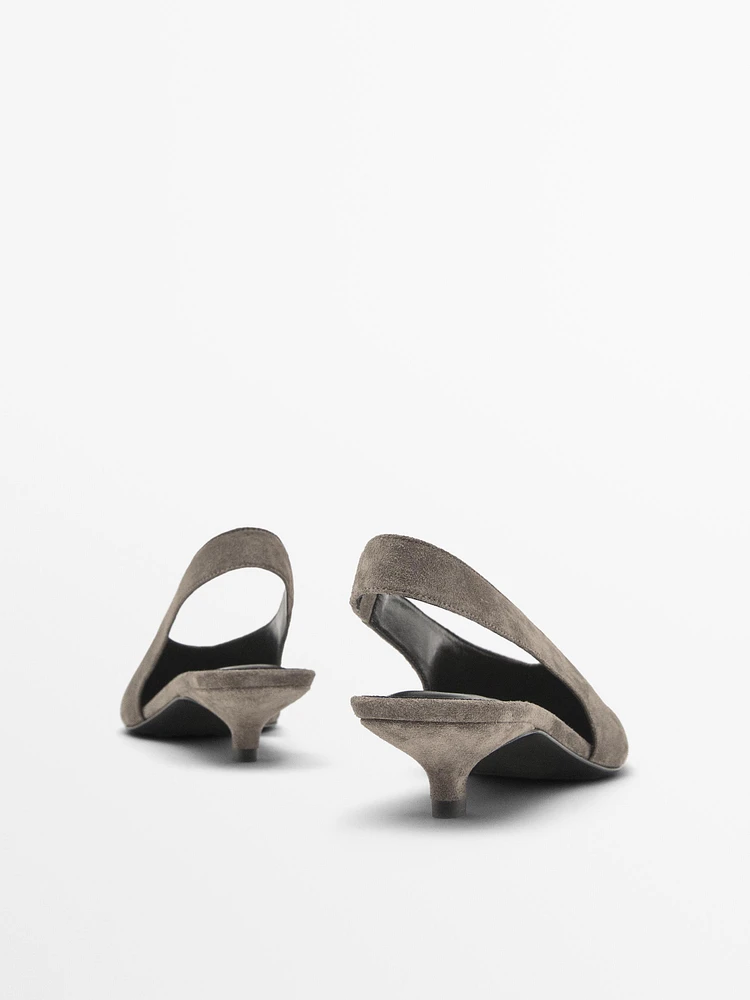 Split suede high-heel slingback shoes