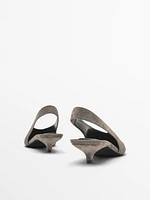 Split suede high-heel slingback shoes