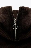 KNIT SCARF WITH ZIPPERED NECKLINE
