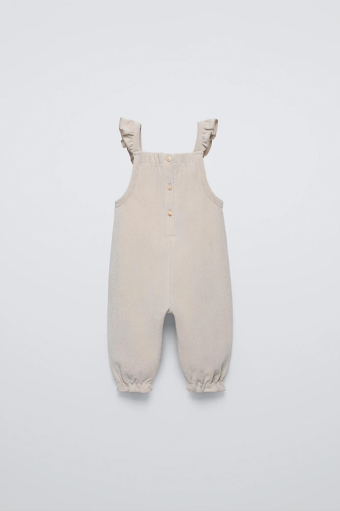 CORDUROY RUFFLED OVERALLS