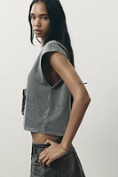 WASHED EFFECT SLEEVELESS T-SHIRT