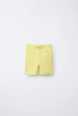 LABEL DETAIL RIBBED BIKE SHORTS