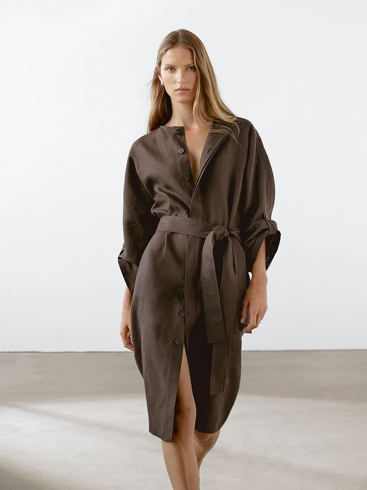 100% linen shirt dress