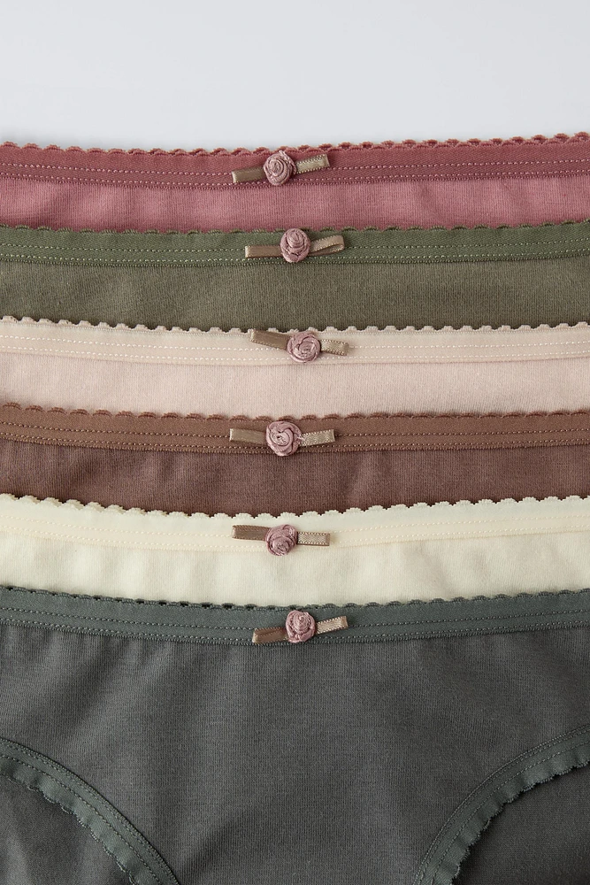 6-14 YEARS/ SIX-PACK OF FLOWER BRIEFS