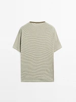 Striped linen and cotton T-shirt