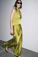 HALTER SATIN EFFECT HANDKERCHIEF TOP