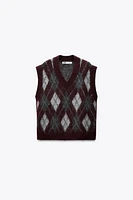 ARGYLE KNIT SWEATER VEST