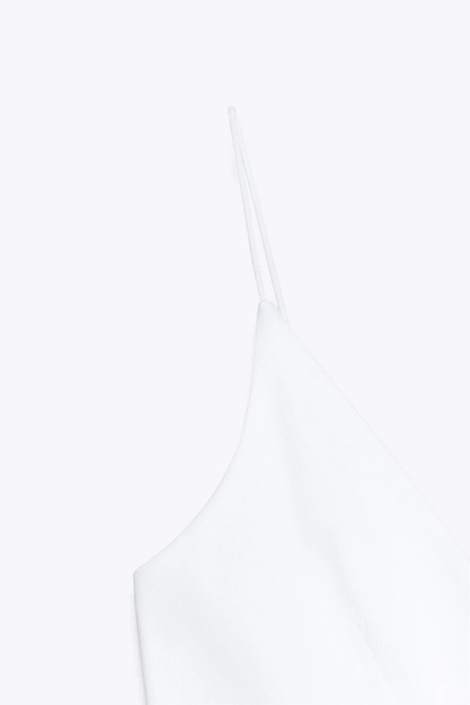 CONTRAST POPLIN PEPLUM TOP