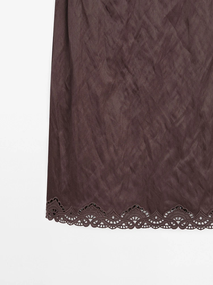 Mini dress with blonde lace detail