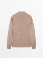 100% linen knit polo collar sweater