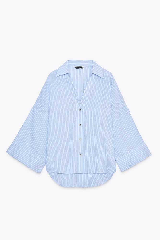 CHEMISE MANCHES LARGES AVEC LIN