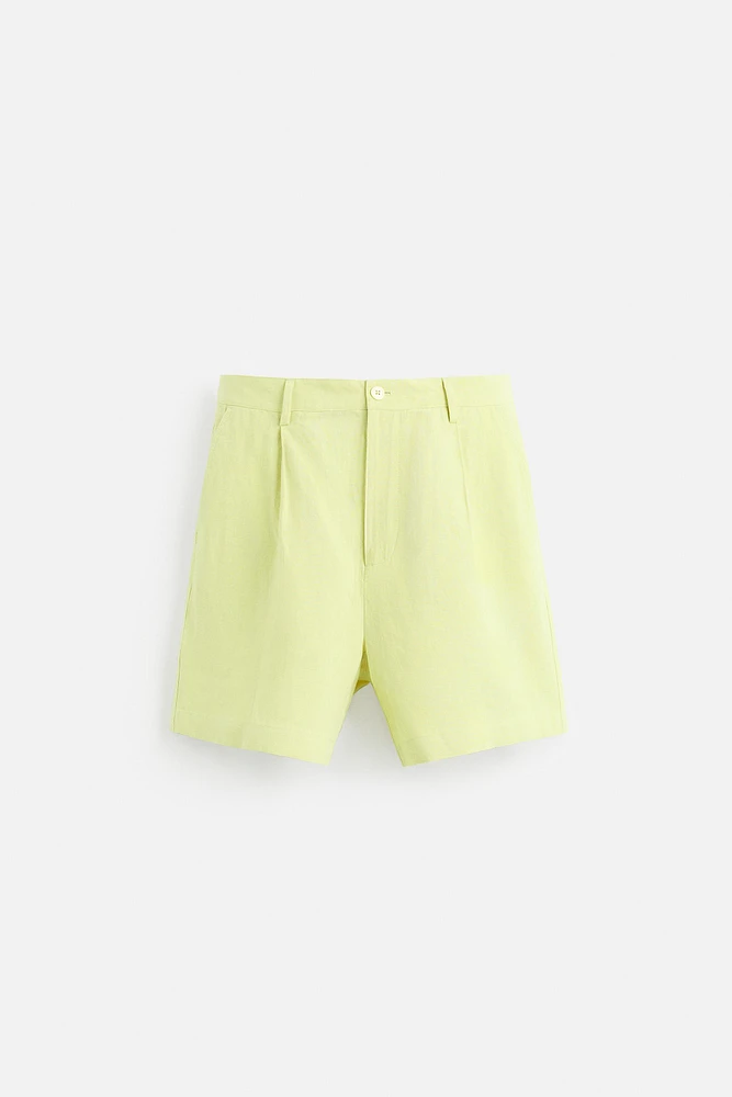 100% LINEN BERMUDA SHORTS