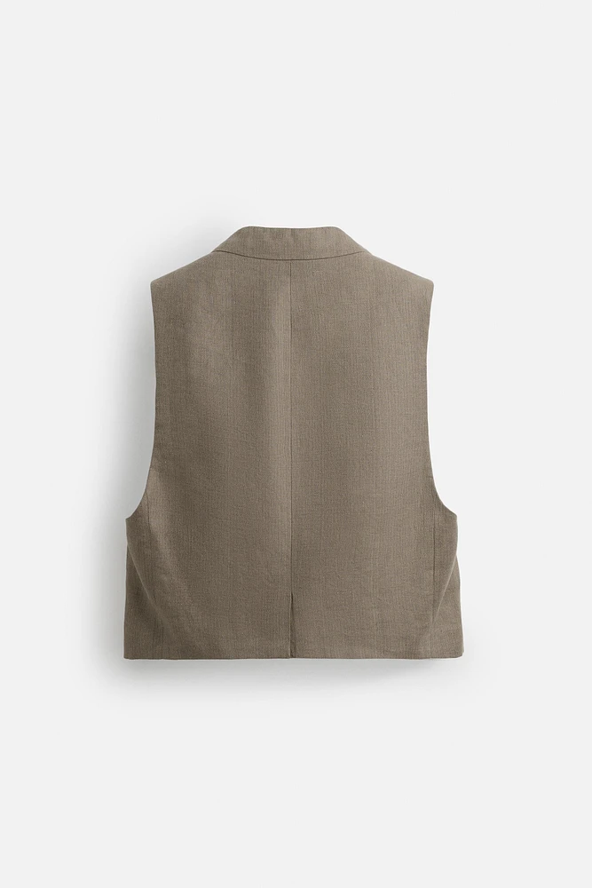 GILET STRUCTURÉ LIN - COTON