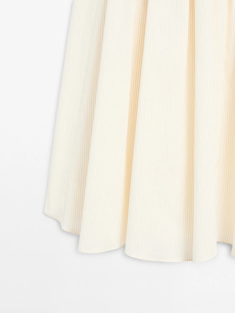 Stripe print flared midi skirt