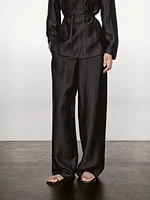Pantalon palazzo à pinces en lin mélangé