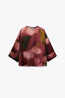 SATIN EFFECT PRINTED BLOUSE