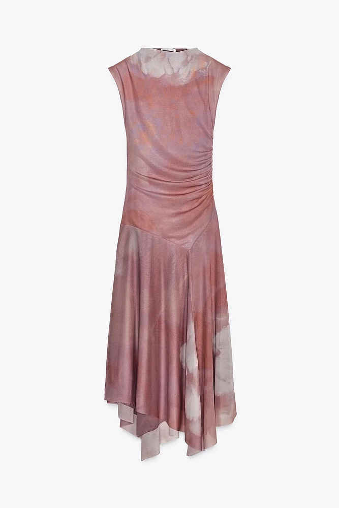 RUCHED TULLE DRESS