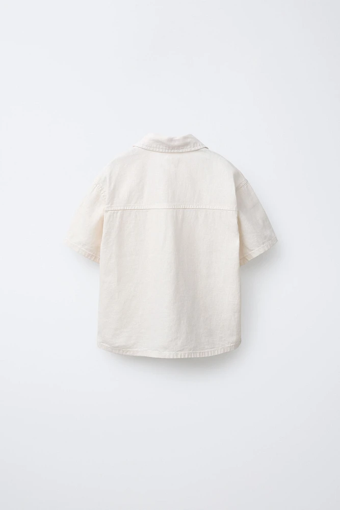 LINEN-BLEND SHIRT WITH POCKETS