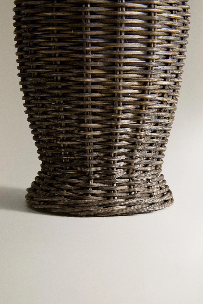RATTAN BASKET VASE WITH HANDLE