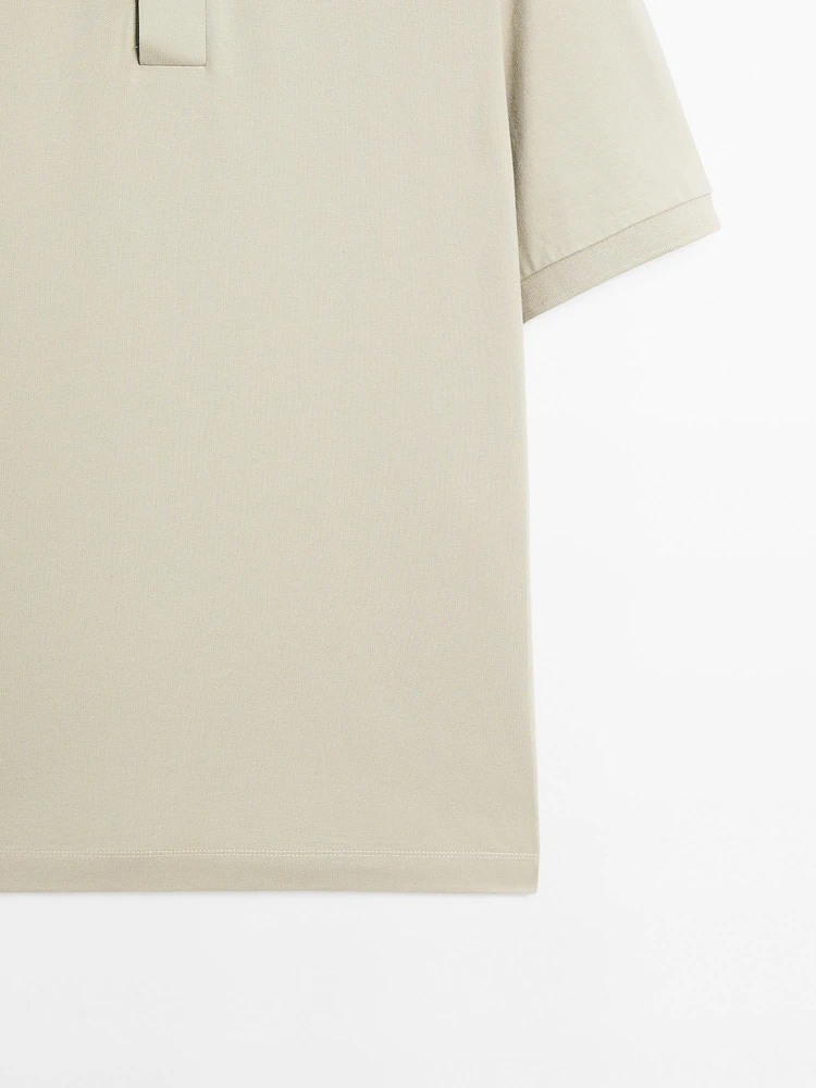 Cotton blend polo shirt with snap button