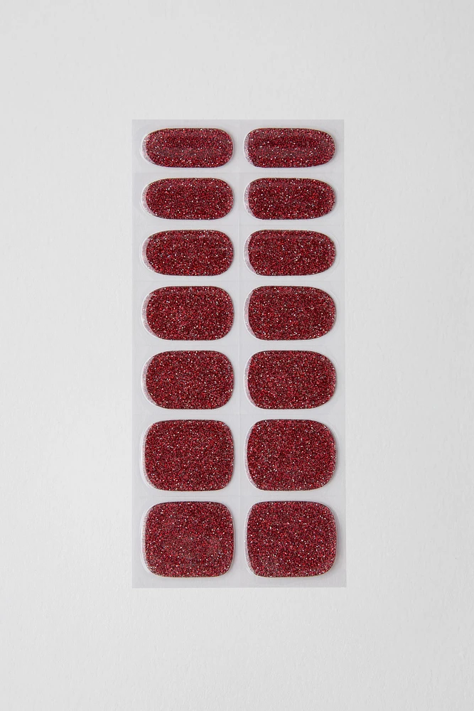 ZARA RED SPARKLE NAIL WRAPS - Gel Nails Effect