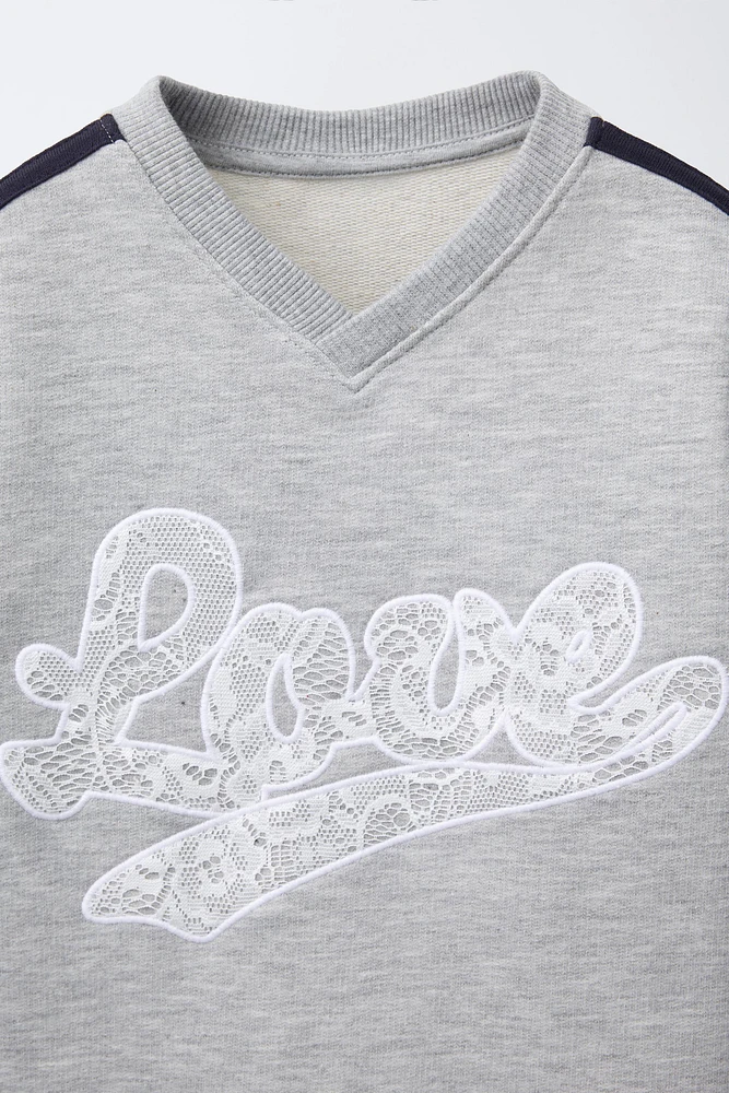 LACE TEXT T-SHIRT