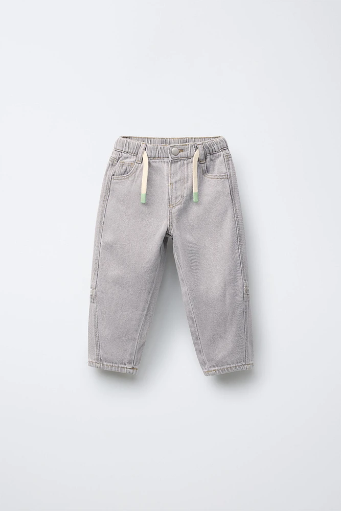 DRAWSTRING BAGGY JEANS