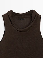 Top drapé asymétrique 100 % lin