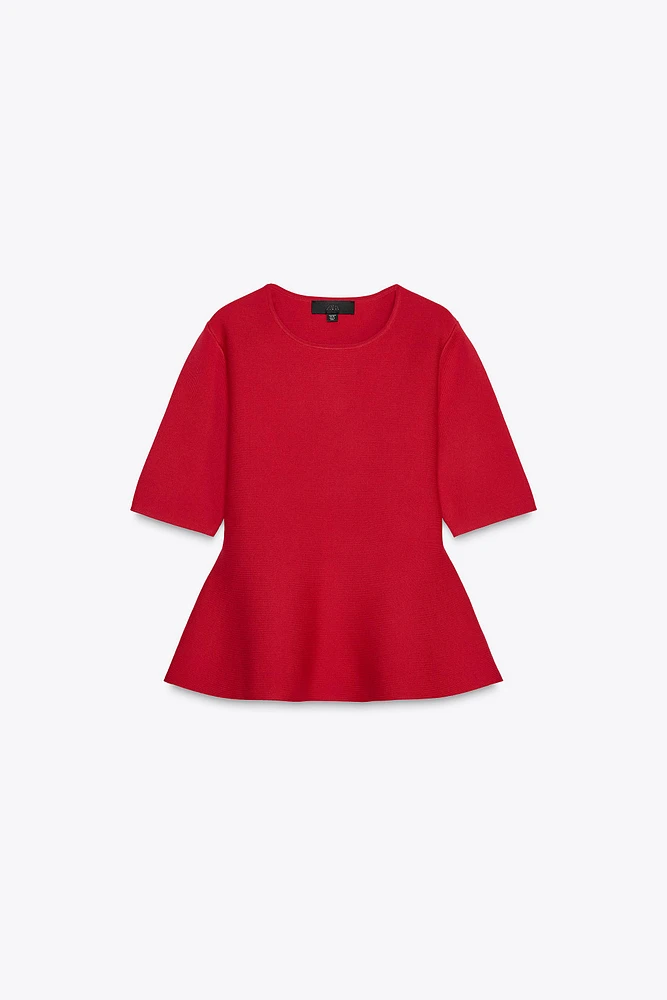 BASIC KNIT PEPLUM TOP