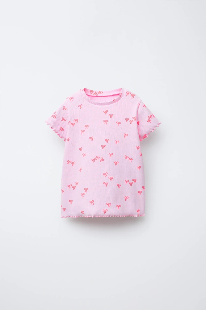 PRINTED RIBBED T-SHIRT