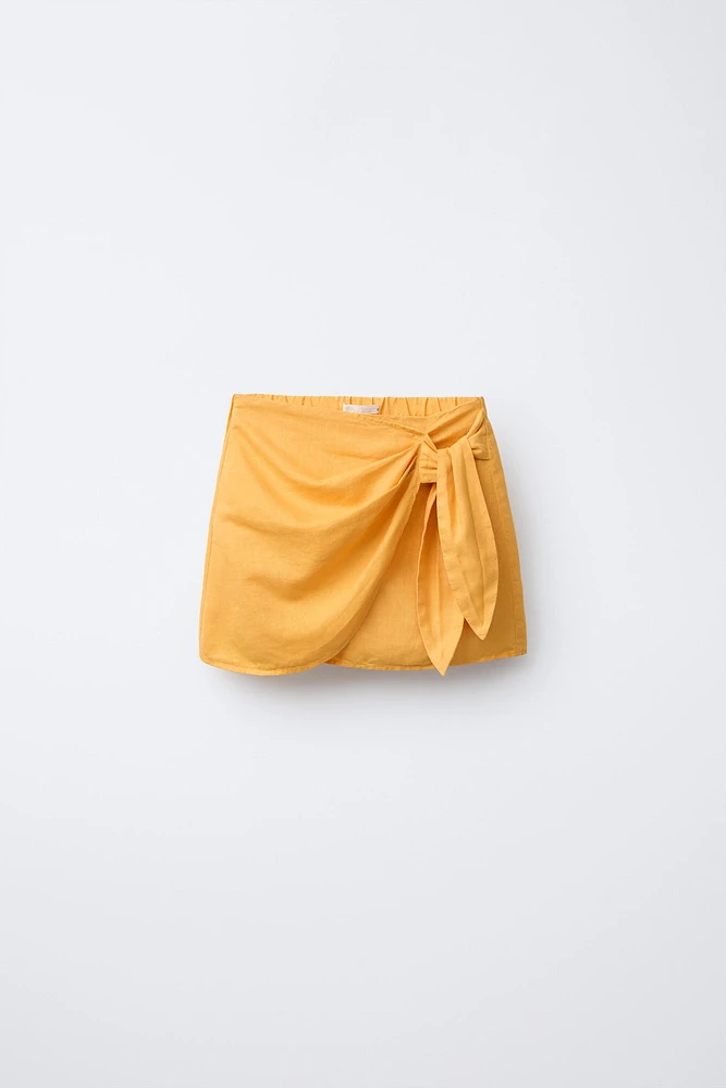 LINEN BLEND PAREO SKORT