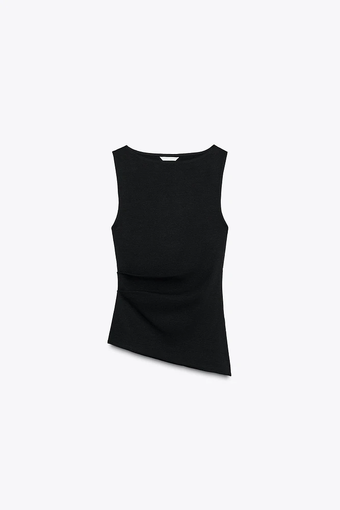 ASYMMETRICAL RUCHED T-SHIRT