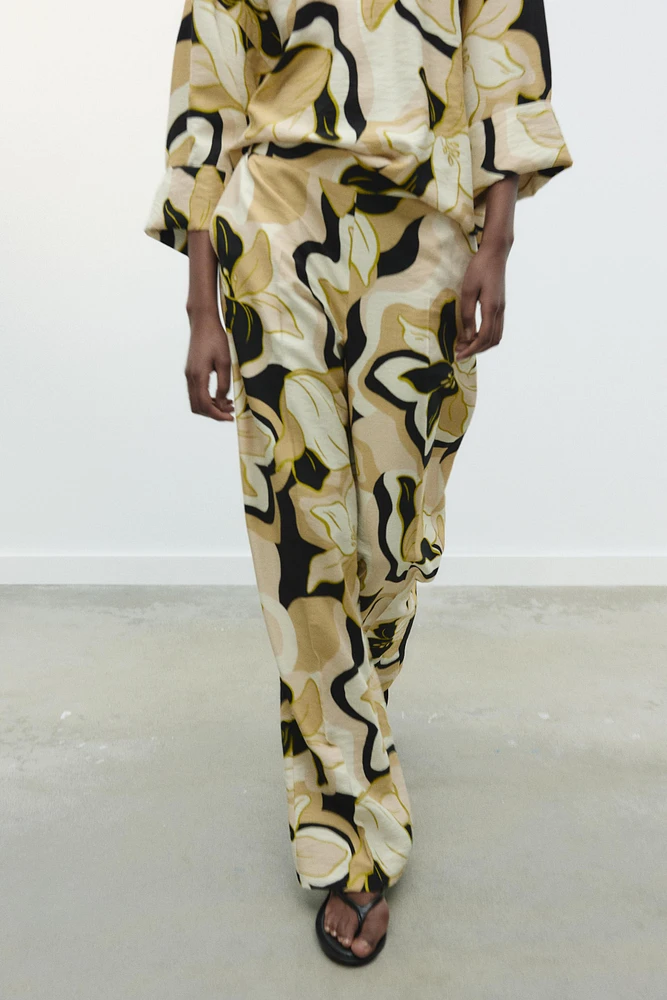 PRINTED WIDE-LEG PANTS