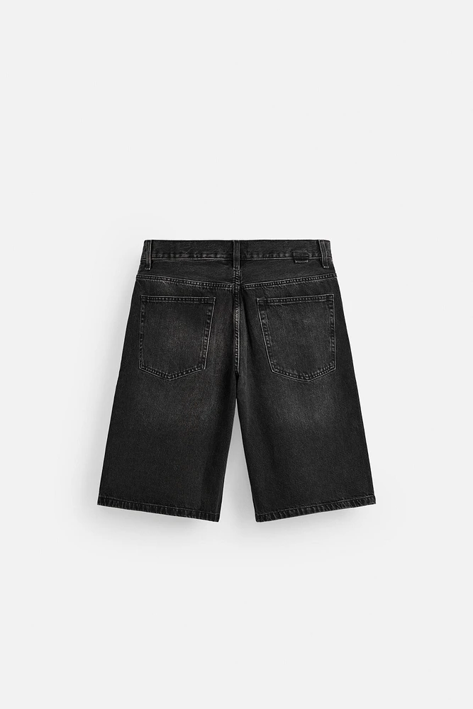 WASHED BAGGY FIT DENIM SHORTS