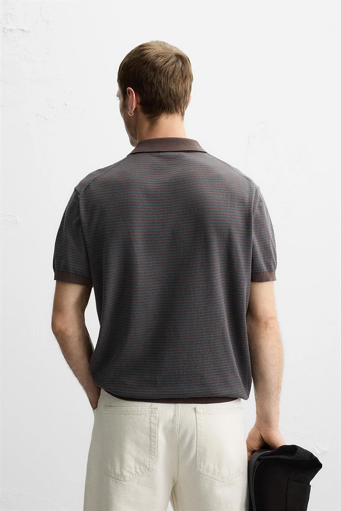 POLO EN MAILLE JACQUARD À RAYURES