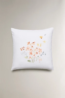 FLORAL PRINT THROW PILLOW COVER