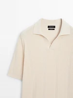 Short sleeve cotton knit polo shirt