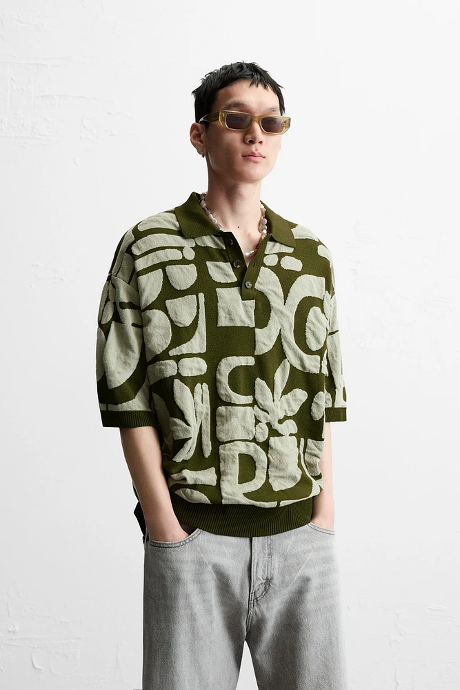 POLO EN MAILLE JACQUARD CONTRASTE