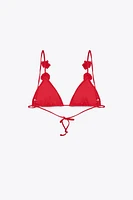 TEXTURED FLOWER TRIANGLE BIKINI TOP
