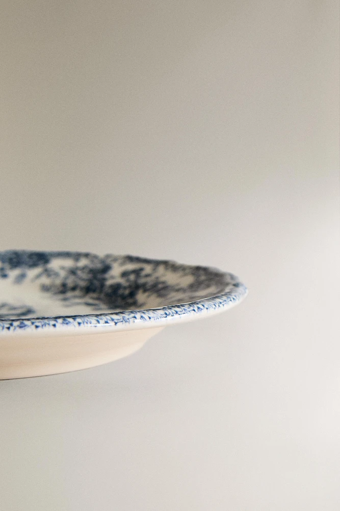 FLORAL EARTHENWARE DESSERT PLATE