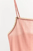 CONTRAST PINK POINTELLE BODYSUIT