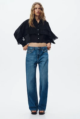 SEMI-SHEER RUFFLED CROP TOP